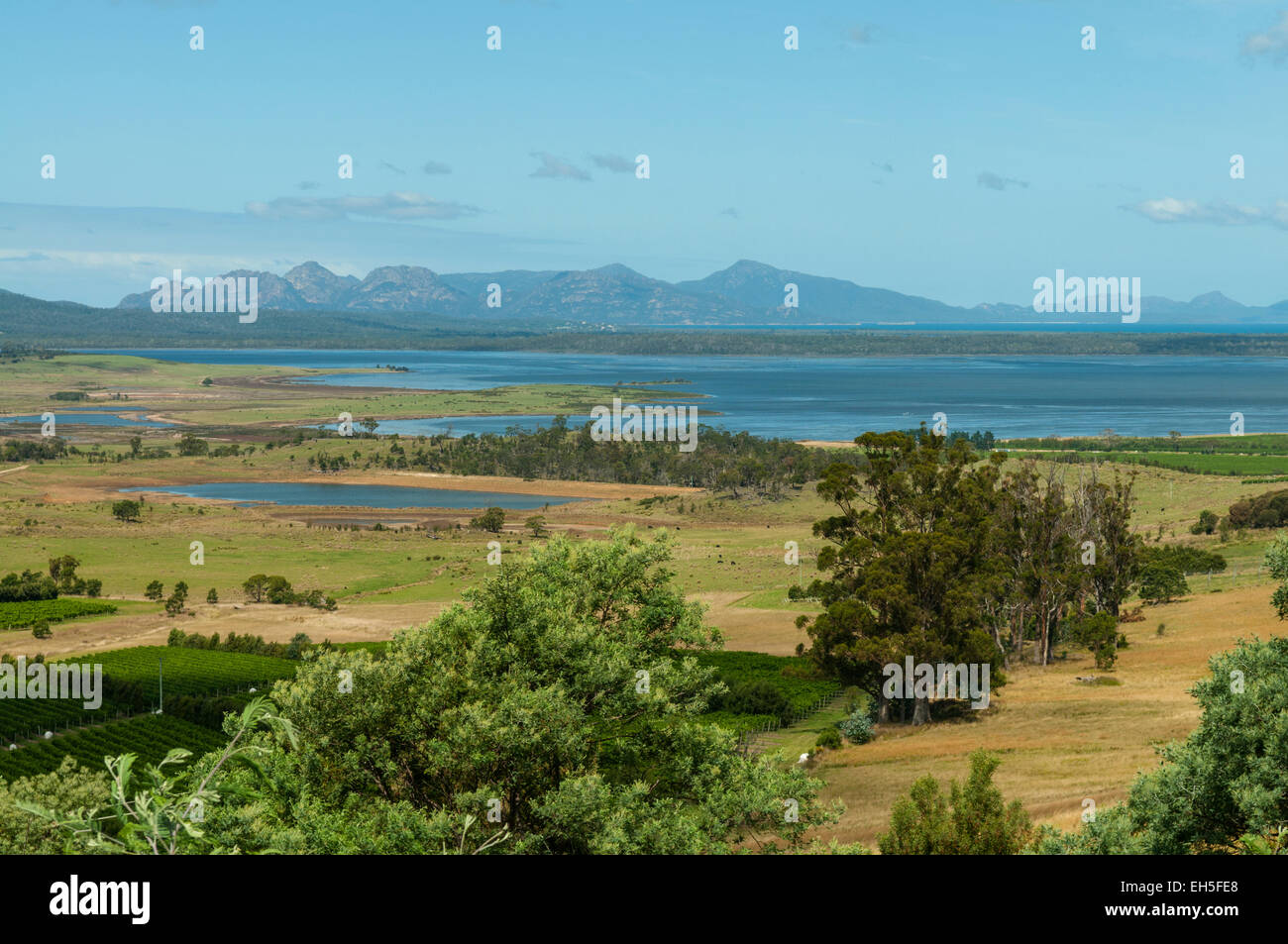 Great Oyster Bay Lookout, Tasmania, Australia Stock Photo Alamy