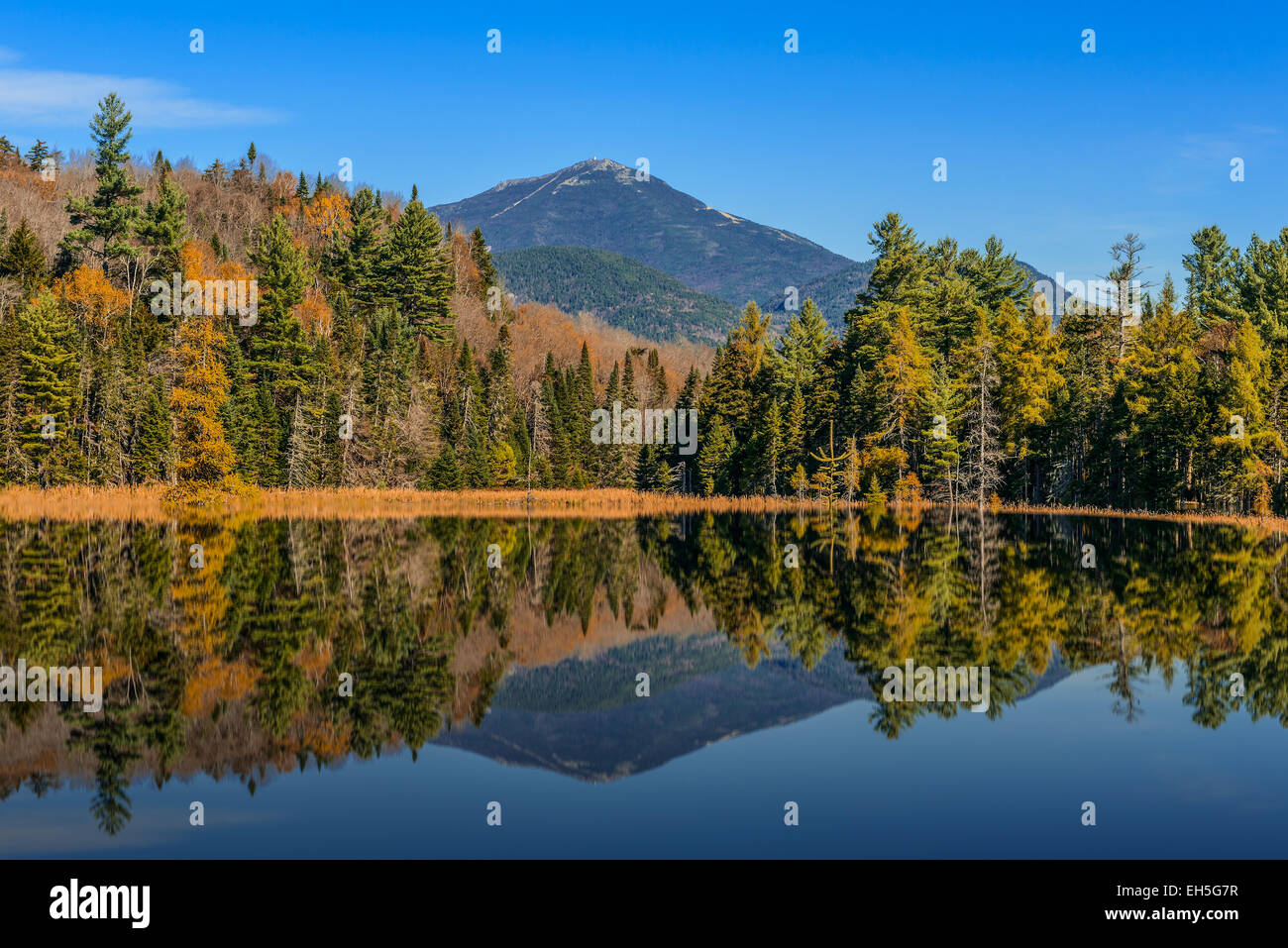 whiteface mountain autumn scenery reflected in the water Stock Photo