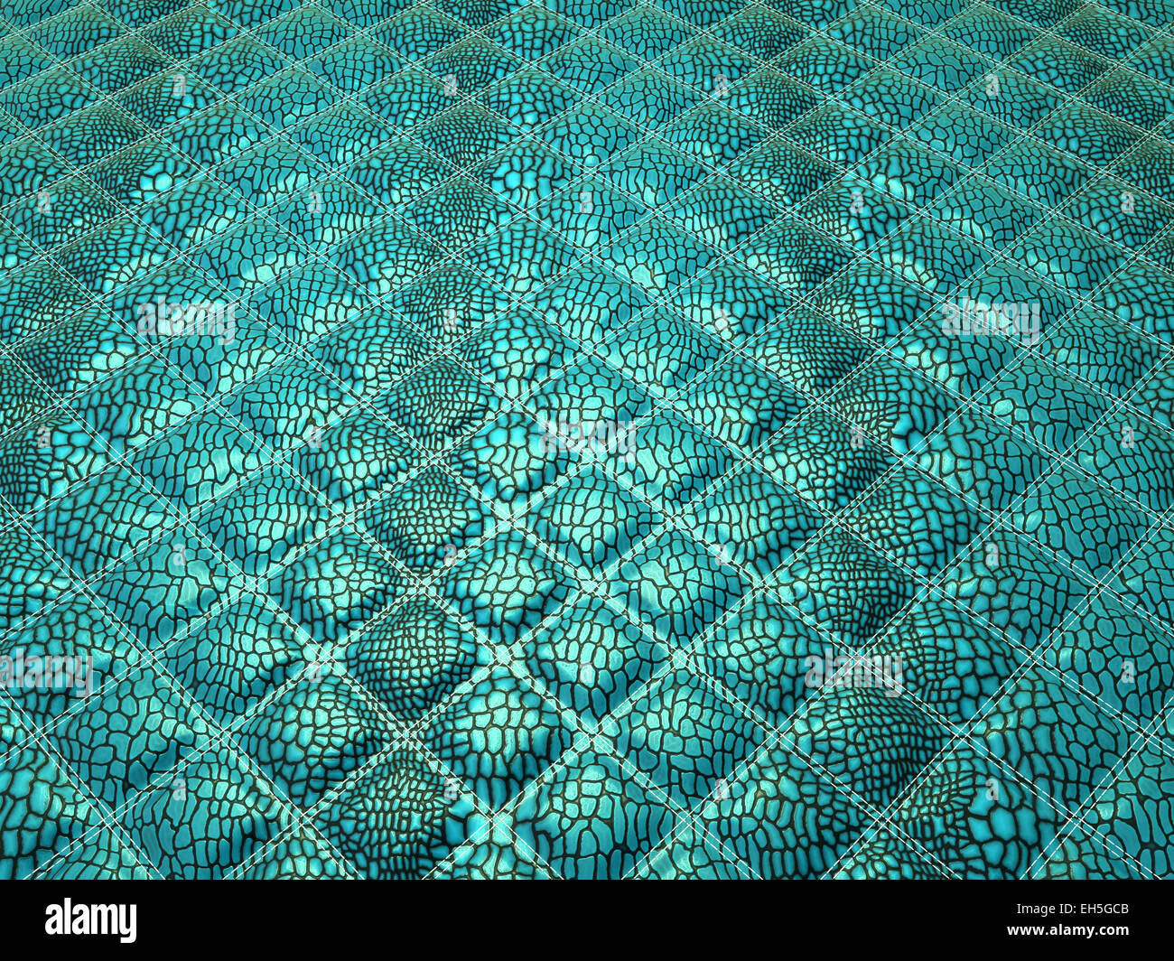 Turquoise Alligator stitched skin. Useful as texture or background. Large resolution Stock Photo