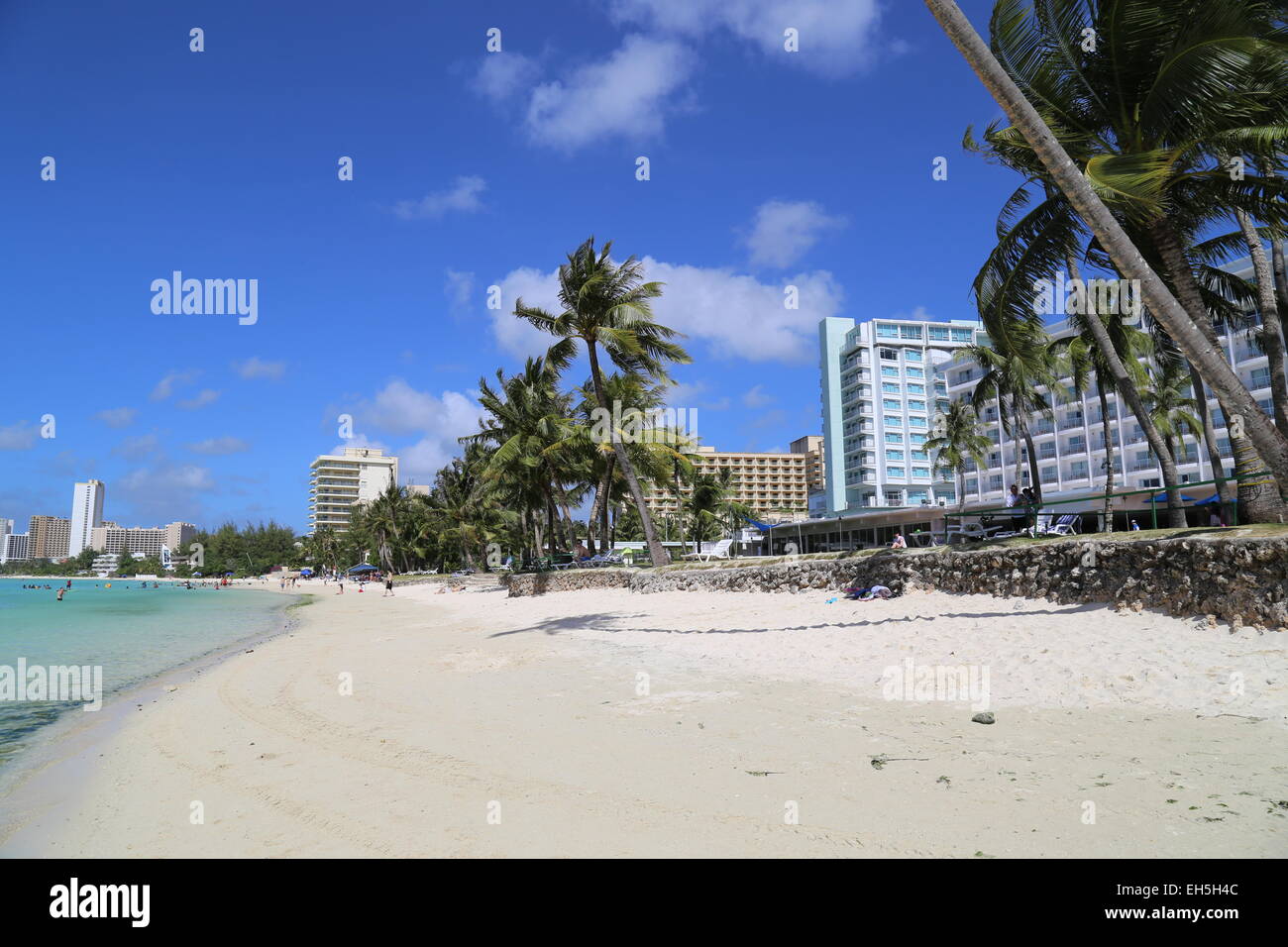 Hotels and Palm Trees in Guam - March 2015 Stock Photo