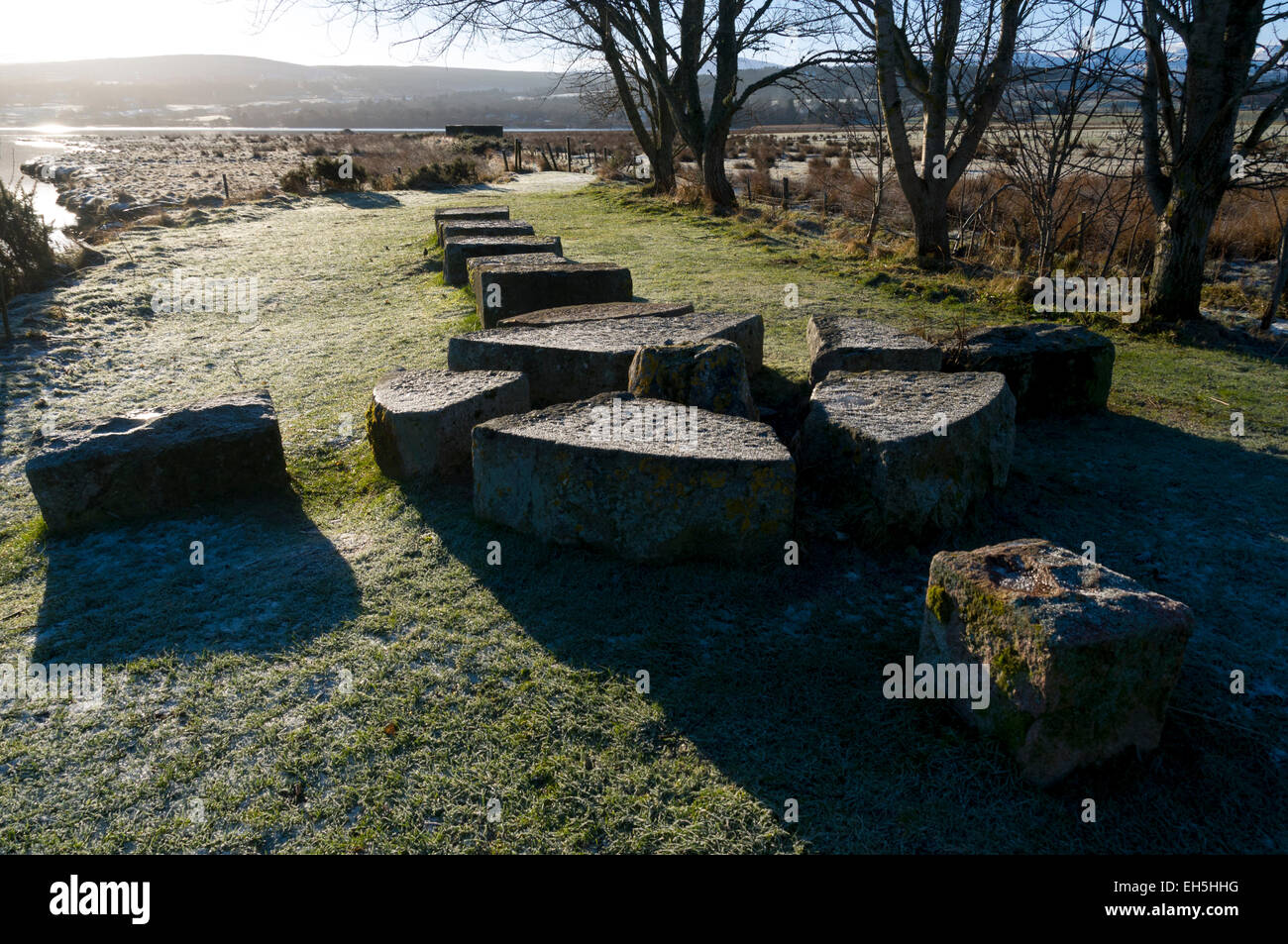 Rock sculpture near Bonar Bridge, Sutherland, Scotland, UK Stock Photo