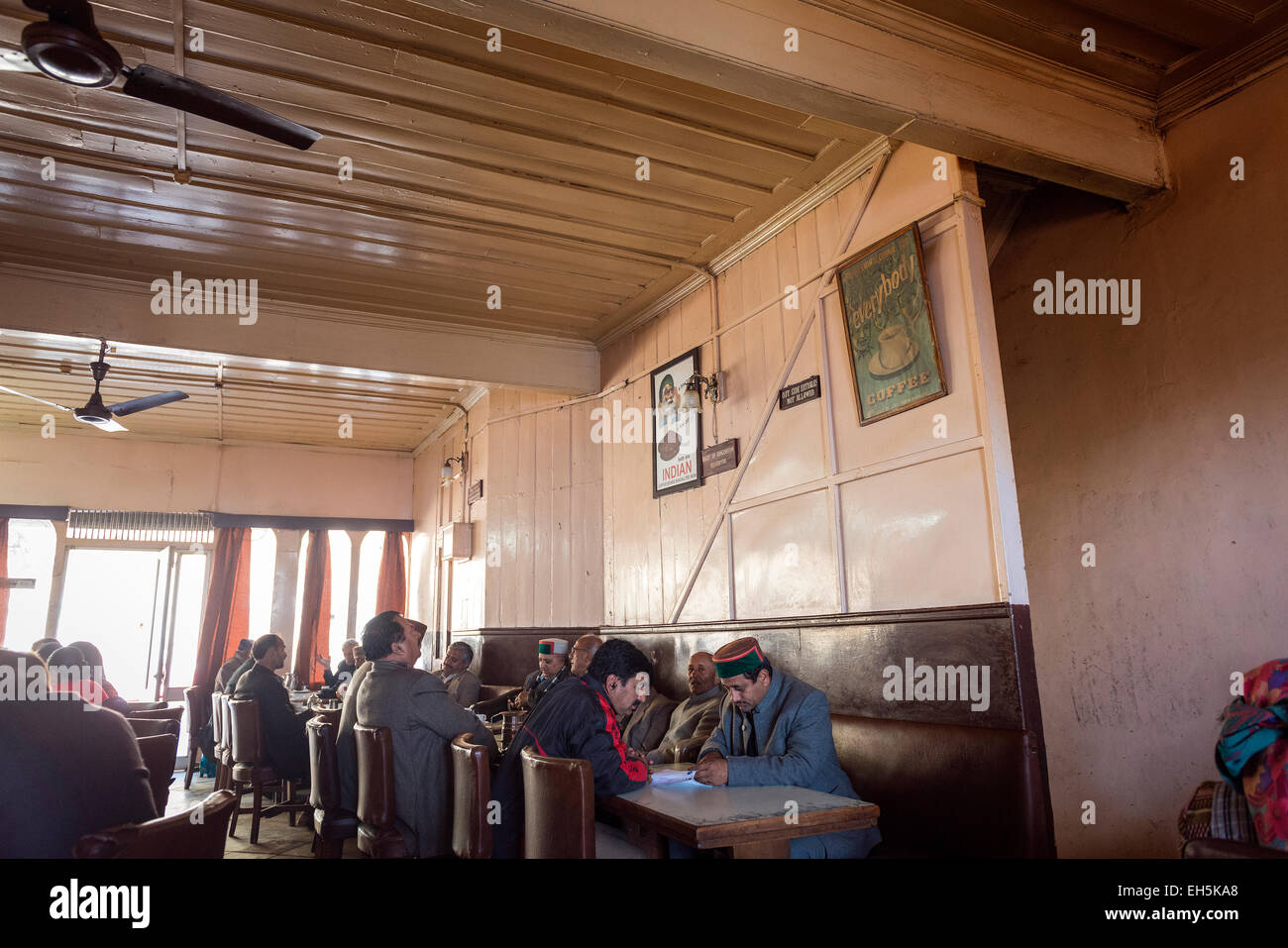 Interior of the Indian Coffee House on The Mall, Shimla, Himachal Pradesh, India Stock Photo