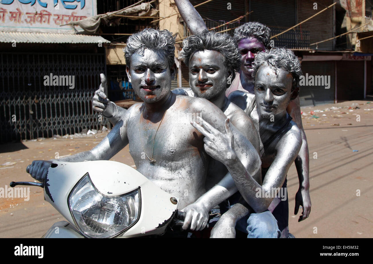 holi with silver color