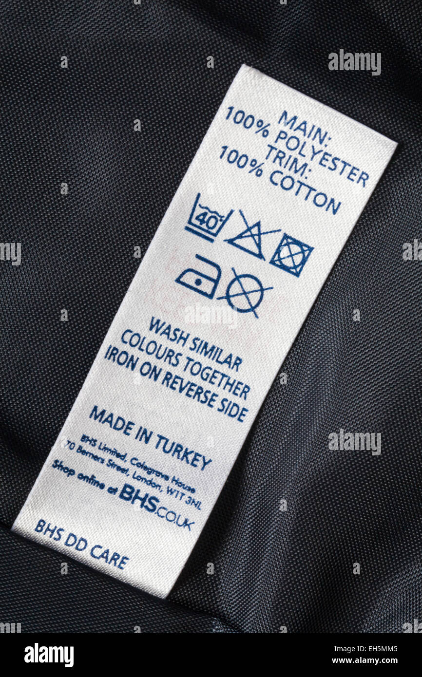 Made in Turkey main 100% polyester trim 100% cotton label in BHS ...
