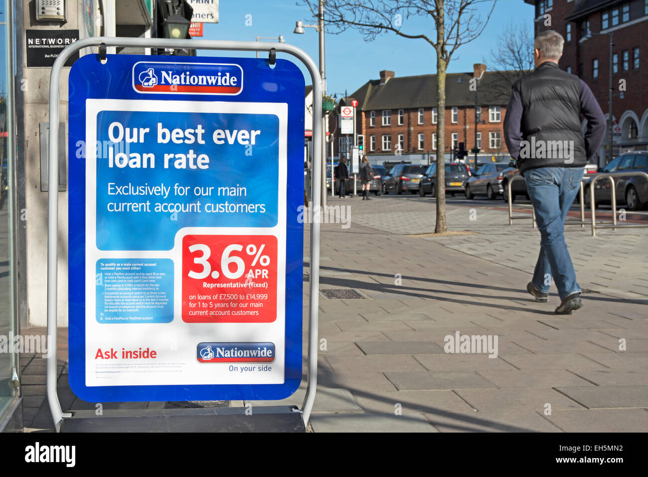 sign outside a banch of nationwide building society advertising rates
