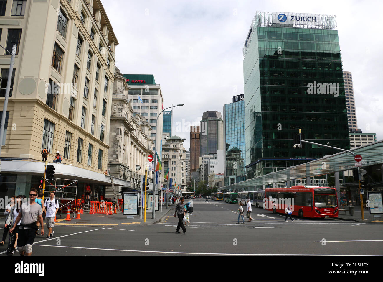 Downtown Auckland  New Zealand traffic historic buildings Stock Photo
