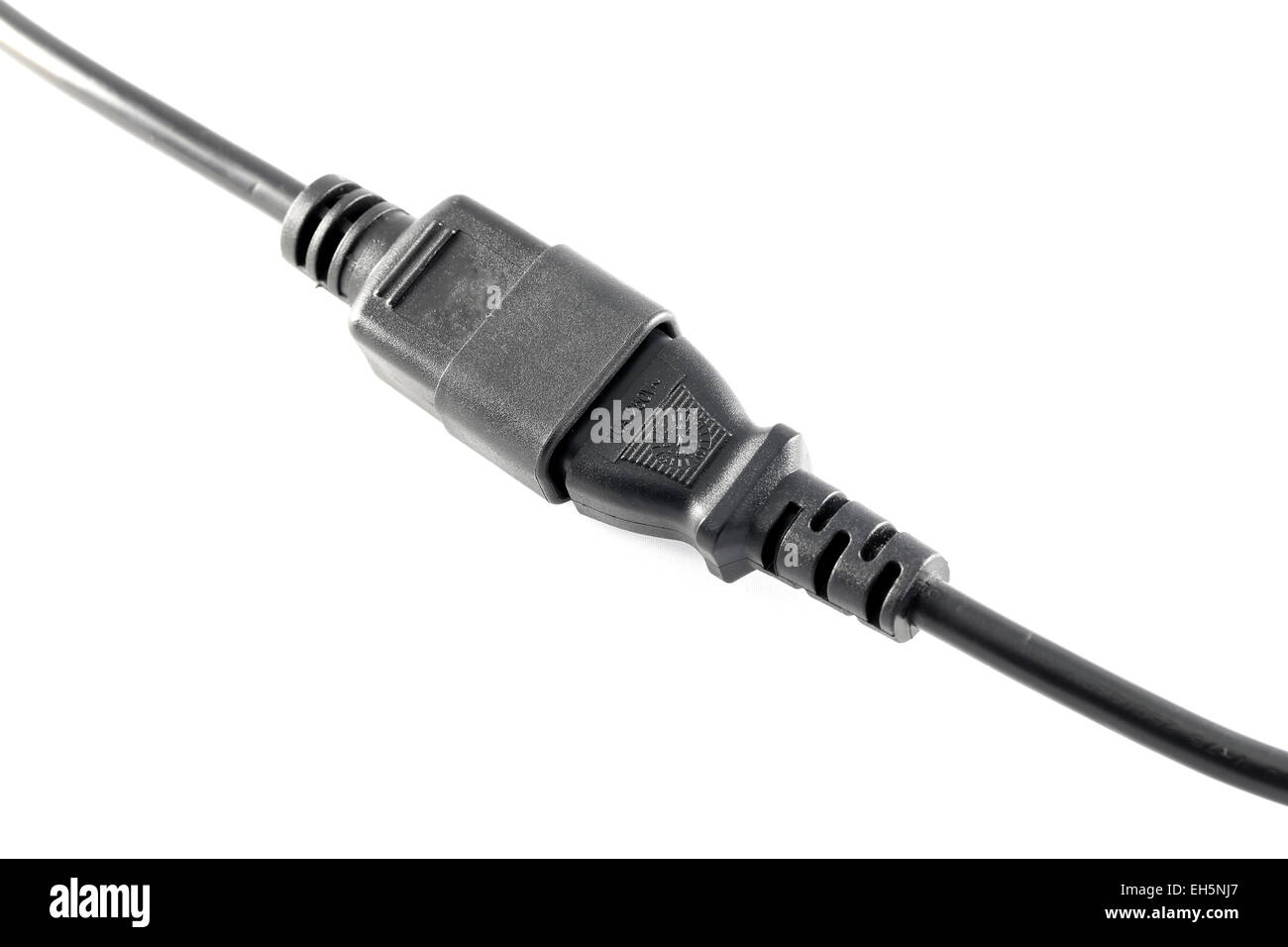 Black power cable socket isolated on white background. Stock Photo