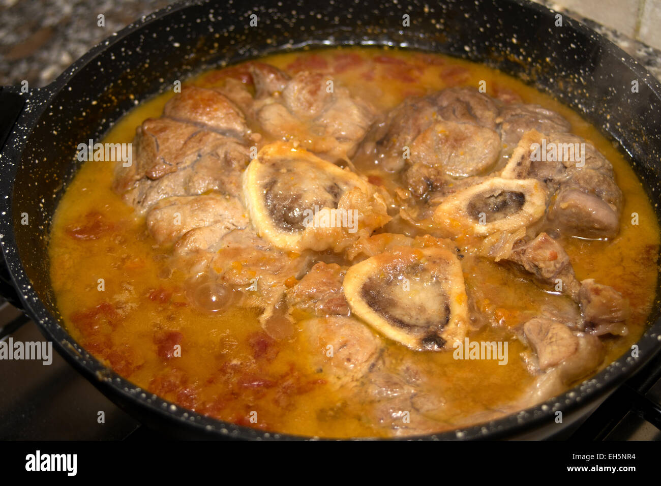 homemade recipes stewed shin of veal containing marrowbone Stock Photo