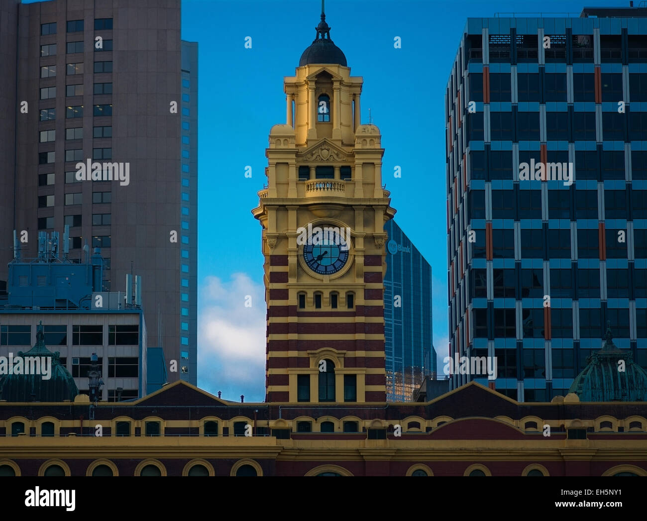 Flinders Street Train Station Clock Tower Melbourne Australia Stock