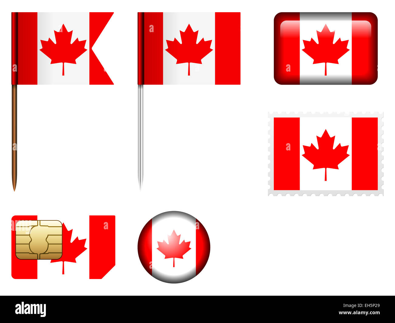 Canada flag set on a white background Stock Photo - Alamy