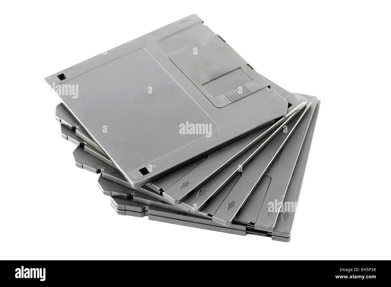 Black floppy disk isolated on white background. Stock Photo