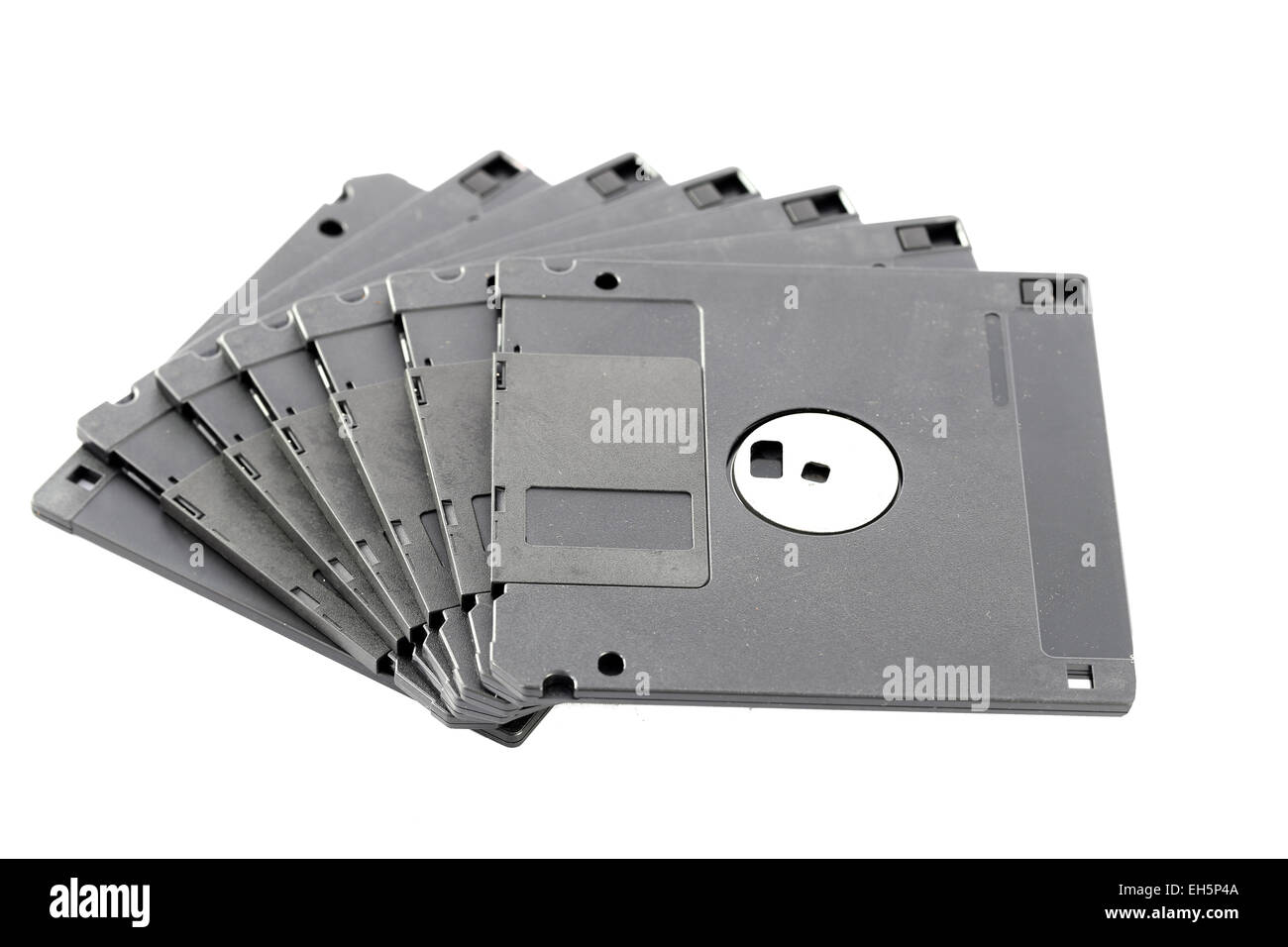 Black floppy disk isolated on white background. Stock Photo
