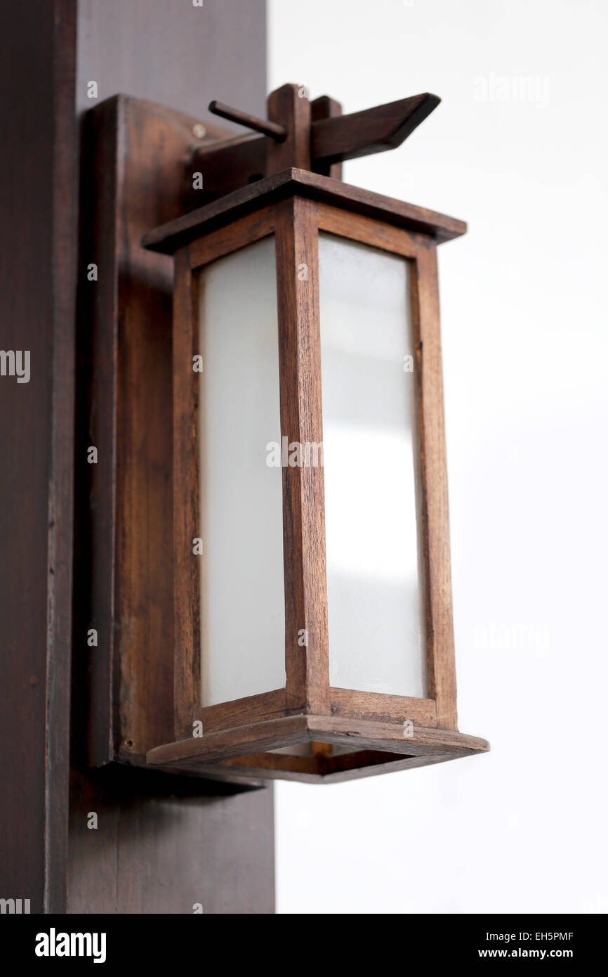 Lamps of wooden antique in the Japanese style. Stock Photo