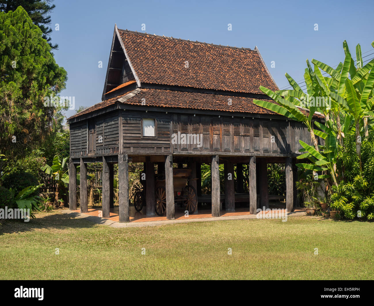 Old traditional Thai style house, in Lampang, Thailand Stock Photo