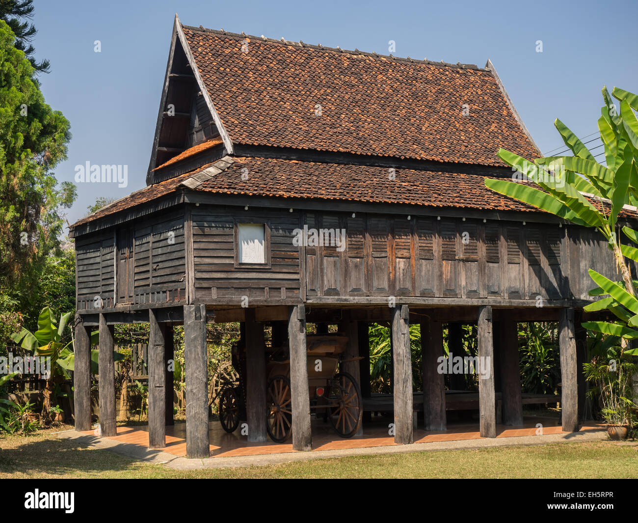 Old traditional Thai style house, in Lampang, Thailand Stock Photo