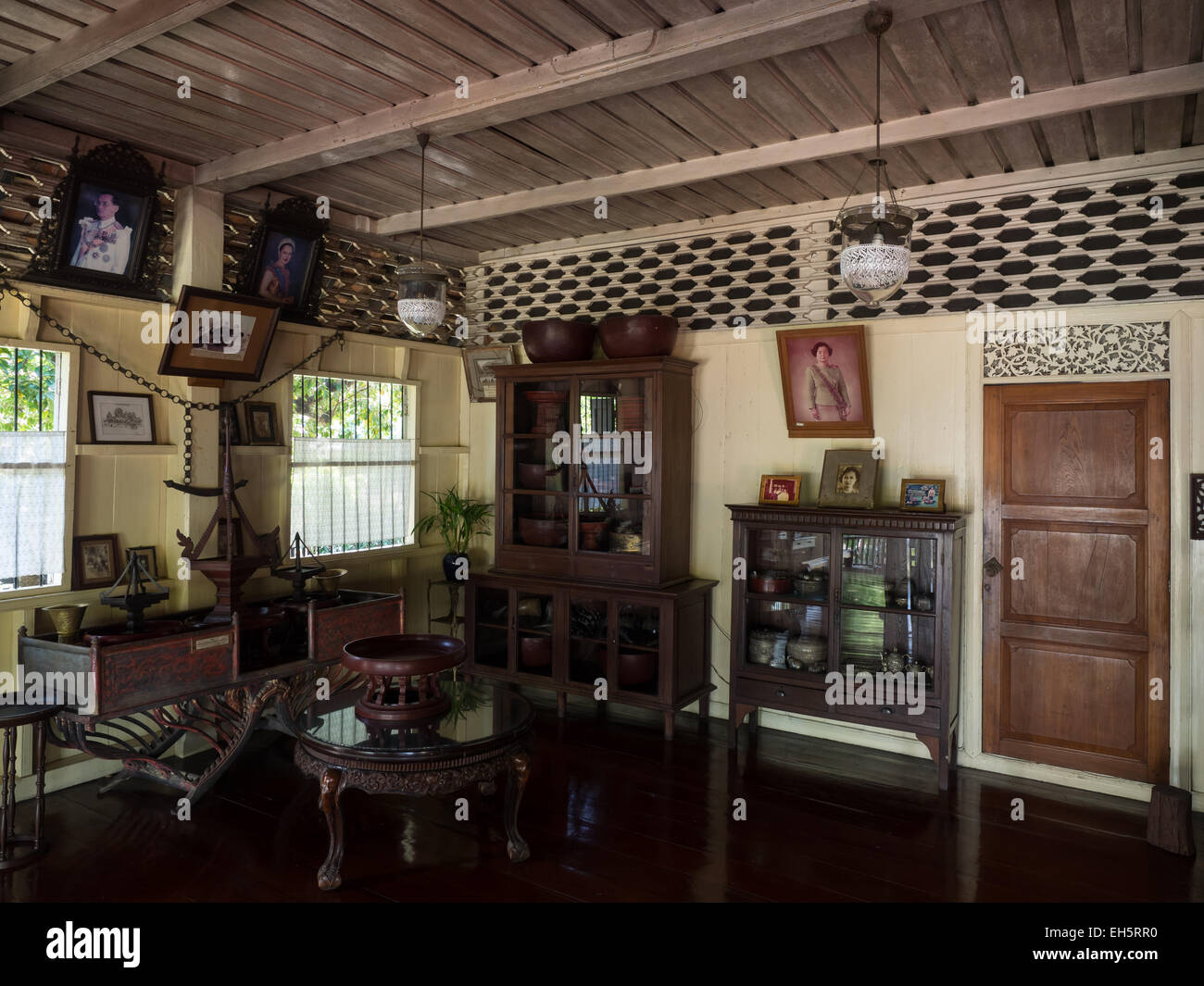 Inside old traditional Thai style house, in Lampang, Thailand Stock Photo