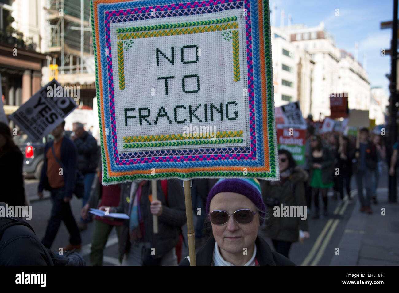 London, UK. Saturday 7th March 2015. Time to Act. Campaign against Climate Change demonstration. Demonstrators gathered in their tens of thousands to protest against all kinds of environmental issues such as fracking, clean air, alternative energies and generally all business which puts profit before the environment. Credit:  Michael Kemp/Alamy Live News Stock Photo