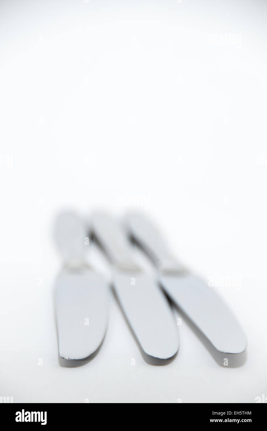 Three knives, macro shot Stock Photo