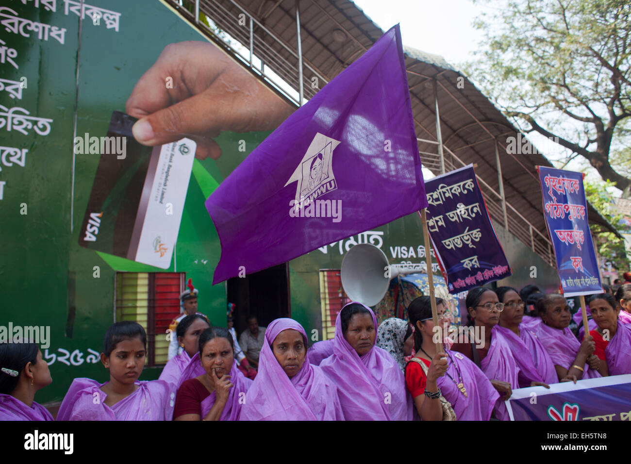 Dhaka, Bangladesh. 7th March, 2015. House maid in Dhaka gathered to