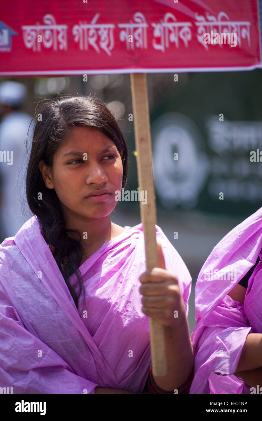 Dhaka, Bangladesh. 7th March, 2015. House maid in Dhaka gathered to