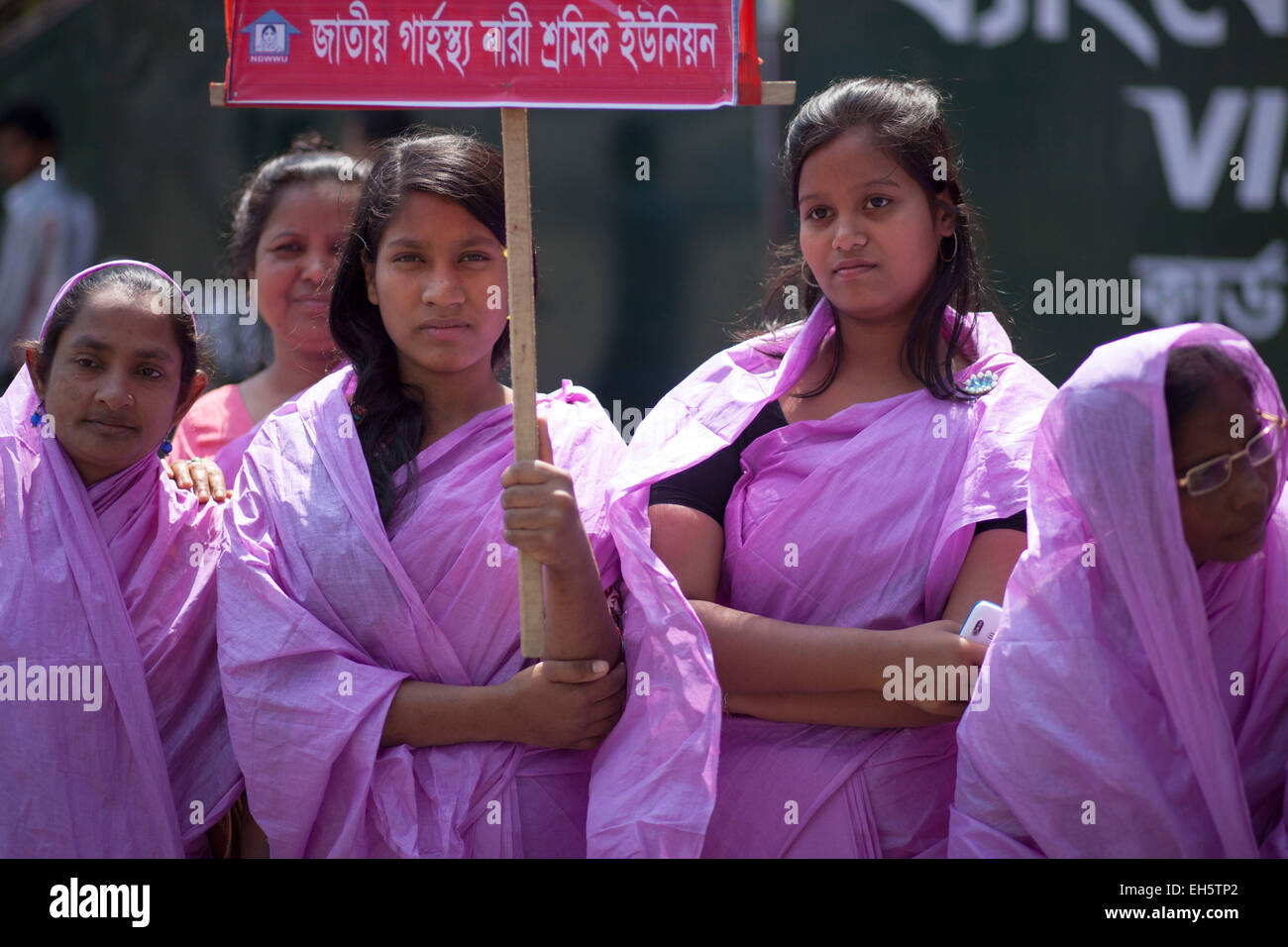 Dhaka, Bangladesh. 7th March, 2015. House maid in Dhaka gathered to