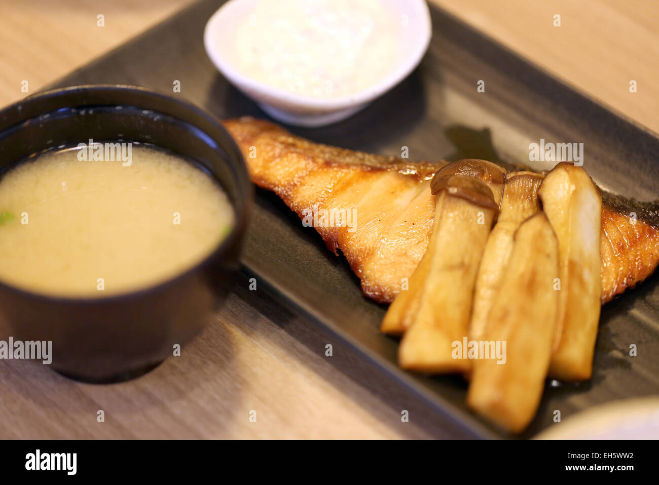 Mushrooms grilled in a Japanese restaurant Stock Photo Alamy
