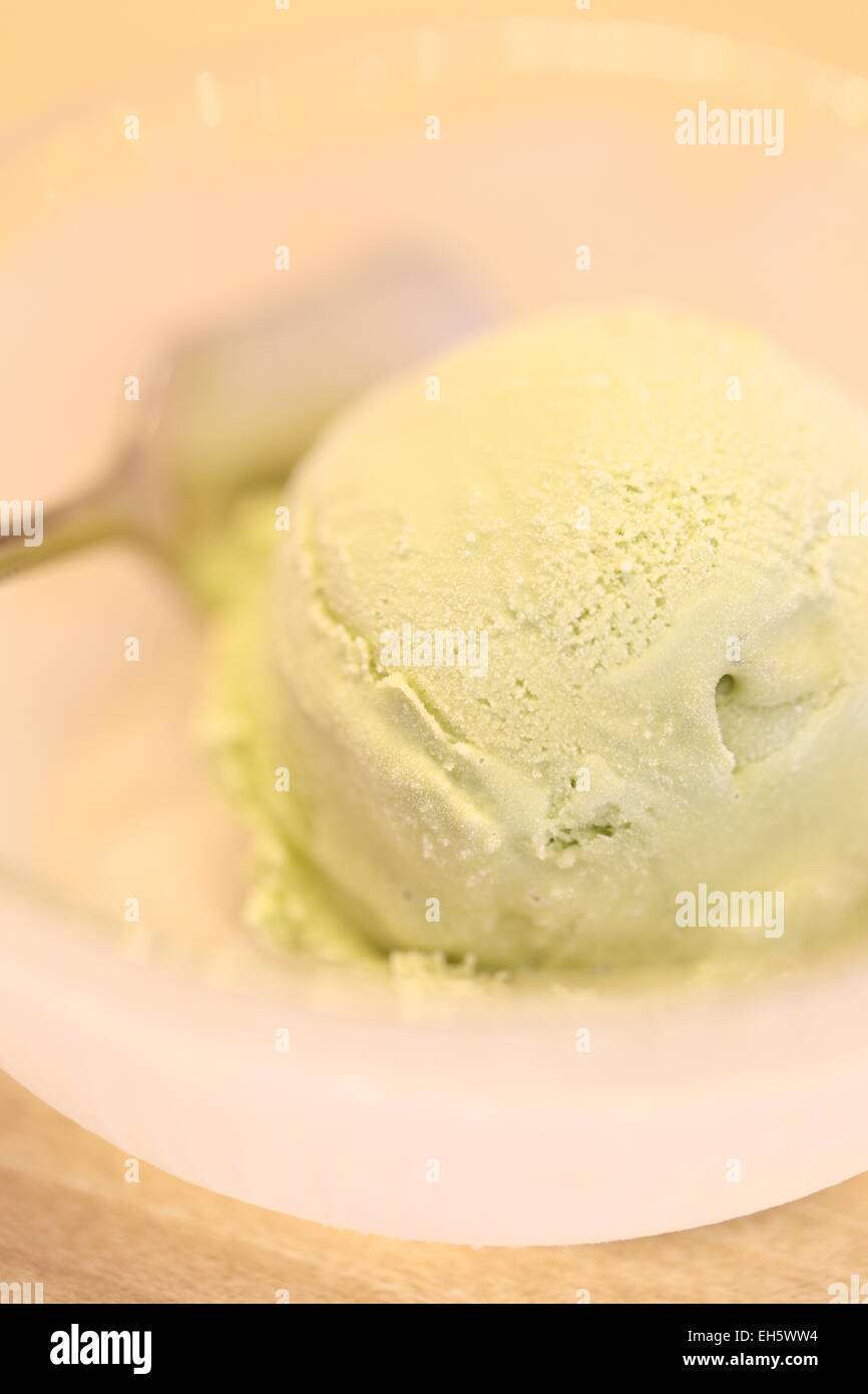 Green tea ice cream in a Japanese restaurant Stock Photo Alamy