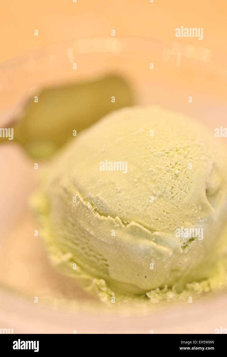 Green tea ice cream in a Japanese restaurant Stock Photo Alamy