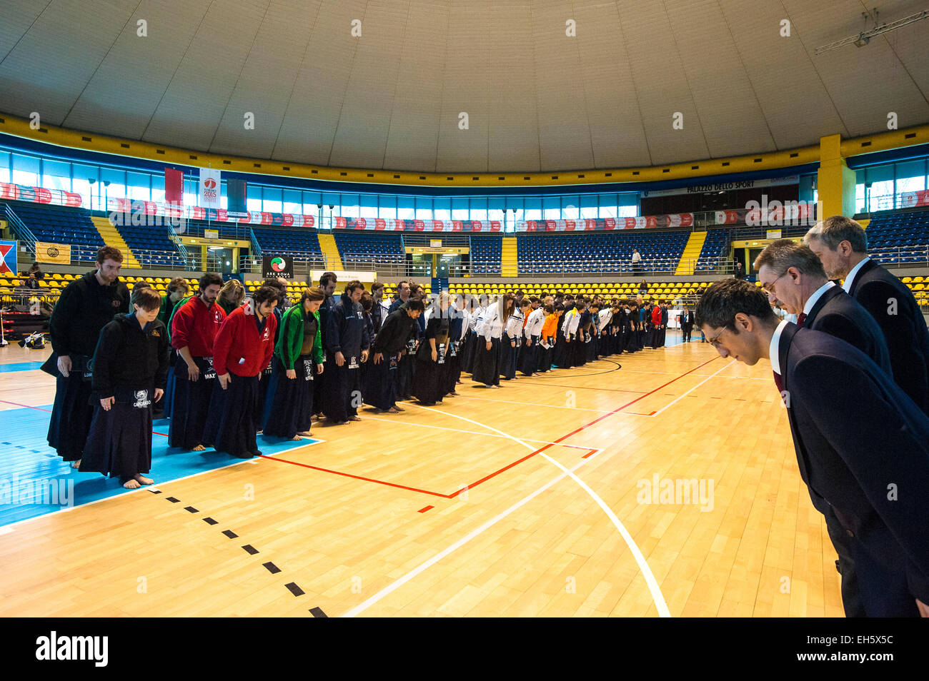 Piedmont, Turin, Italy. 7th March, 2015.   Italian Cik Kendo Championships individual -opening ceremony Credit:  Realy Easy Star/Alamy Live News Stock Photo