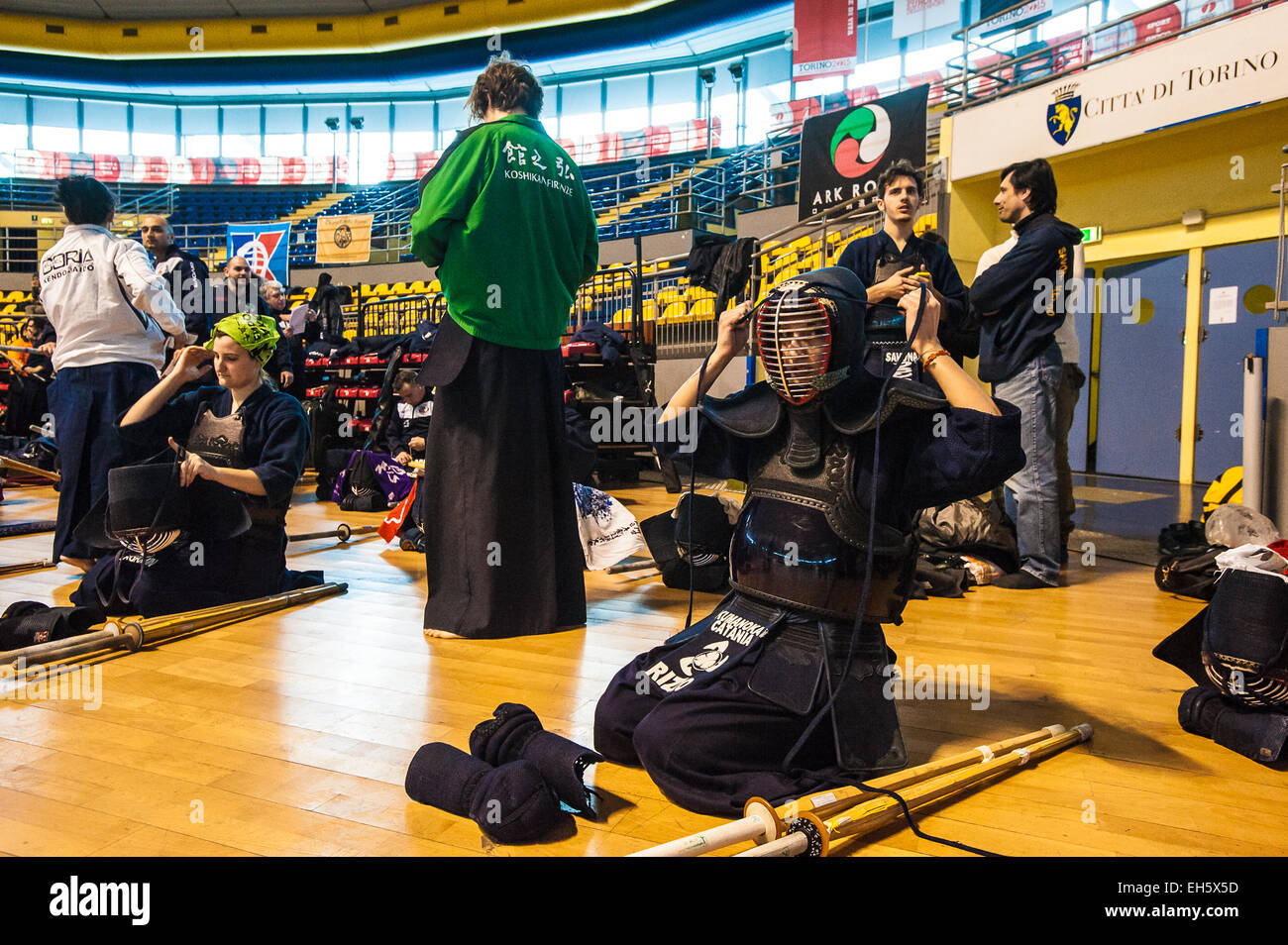Piedmont, Turin, Italy. 7th March, 2015.   Italian Cik Kendo Championships individual -Ceremony donning Credit:  Realy Easy Star/Alamy Live News Stock Photo