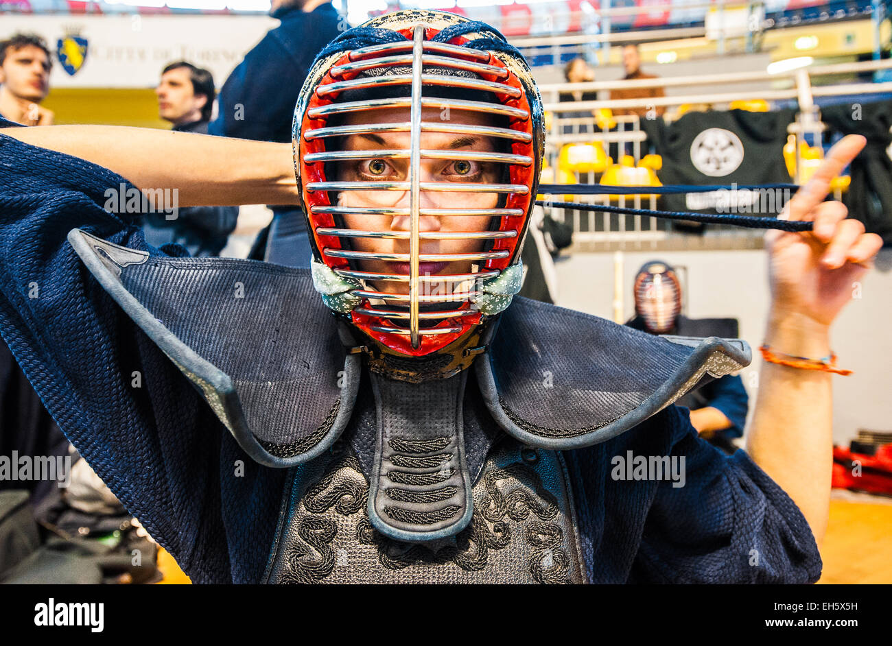 Piedmont, Turin, Italy. 7th March, 2015.   Italian Cik Kendo Championships individual -Ceremony donning Credit:  Realy Easy Star/Alamy Live News Stock Photo