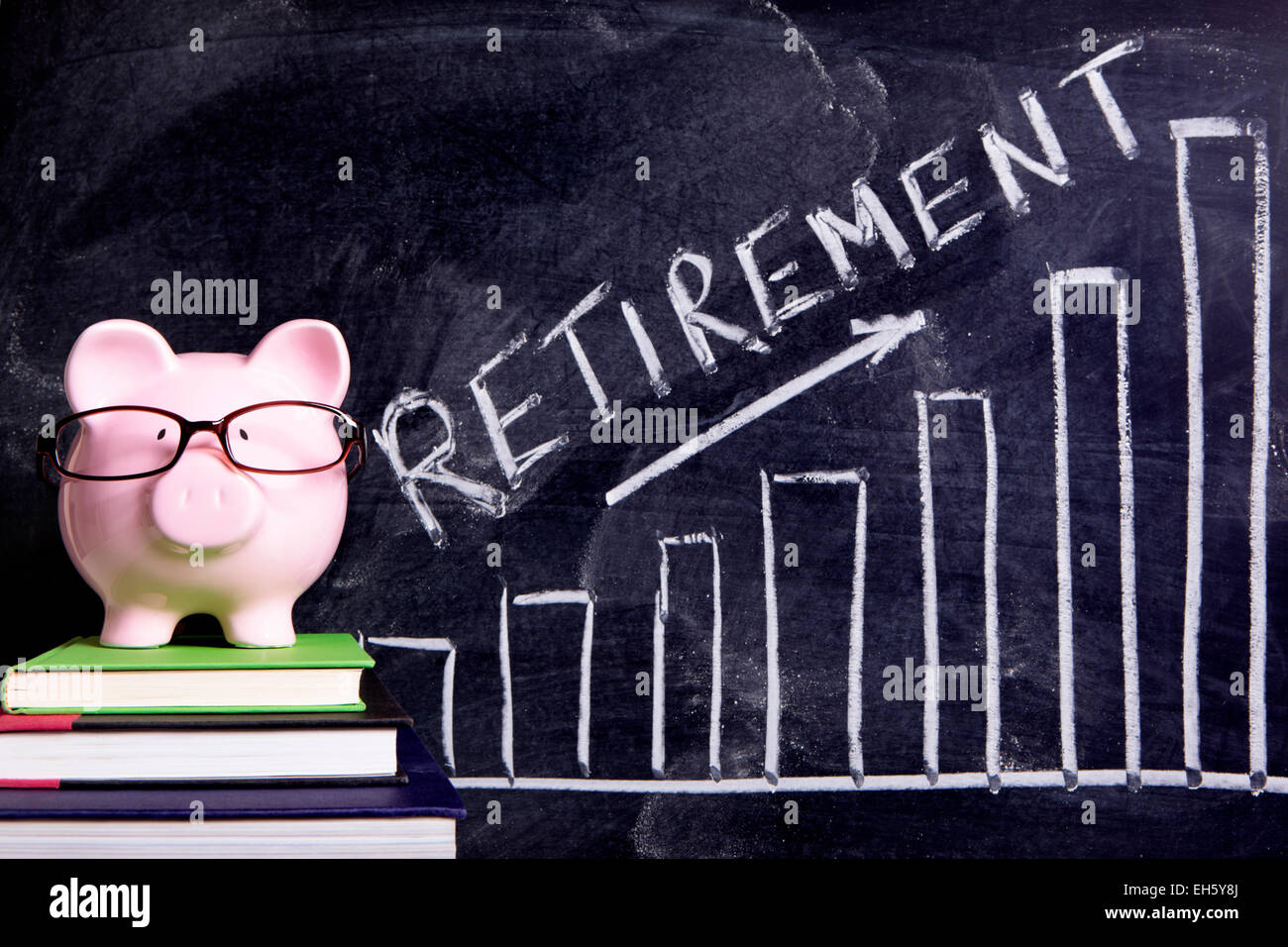 Pink piggy bank retirement plan Stock Photo