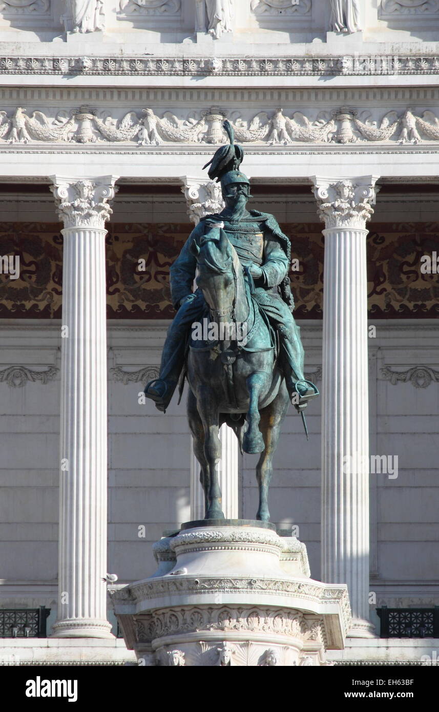 Equestrian monument to Victor Emmanuel II in Venice Square of Rome, Italy Stock Photo