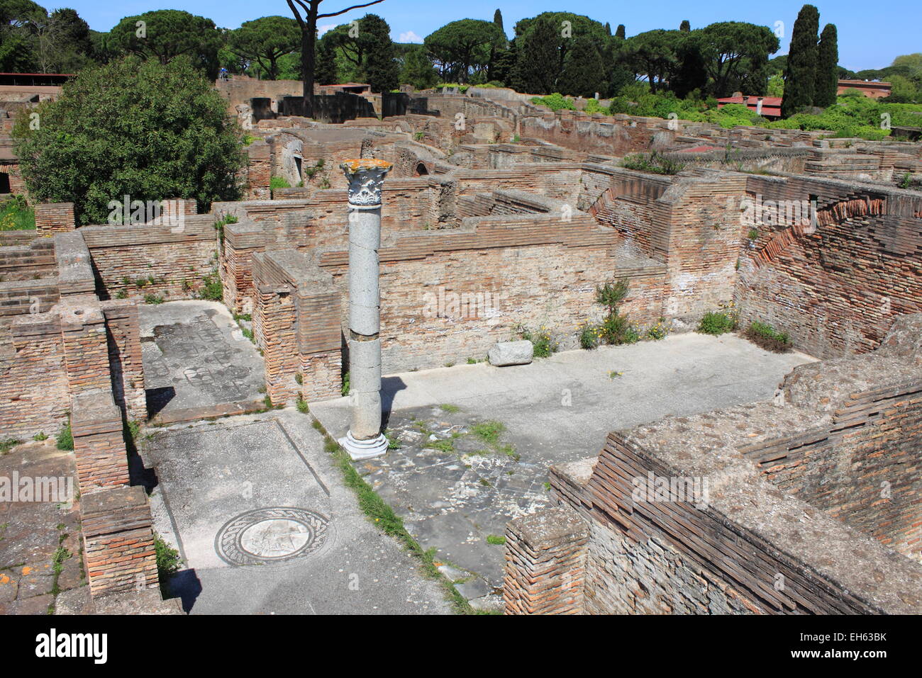 Landscape view of Ostia Antica, the old harbour of Rome, Italy Stock Photo