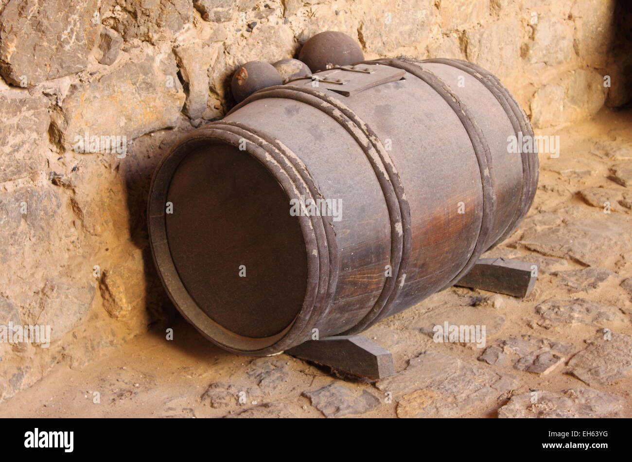 Gunpowder barrel with a clipping path Stock Photo