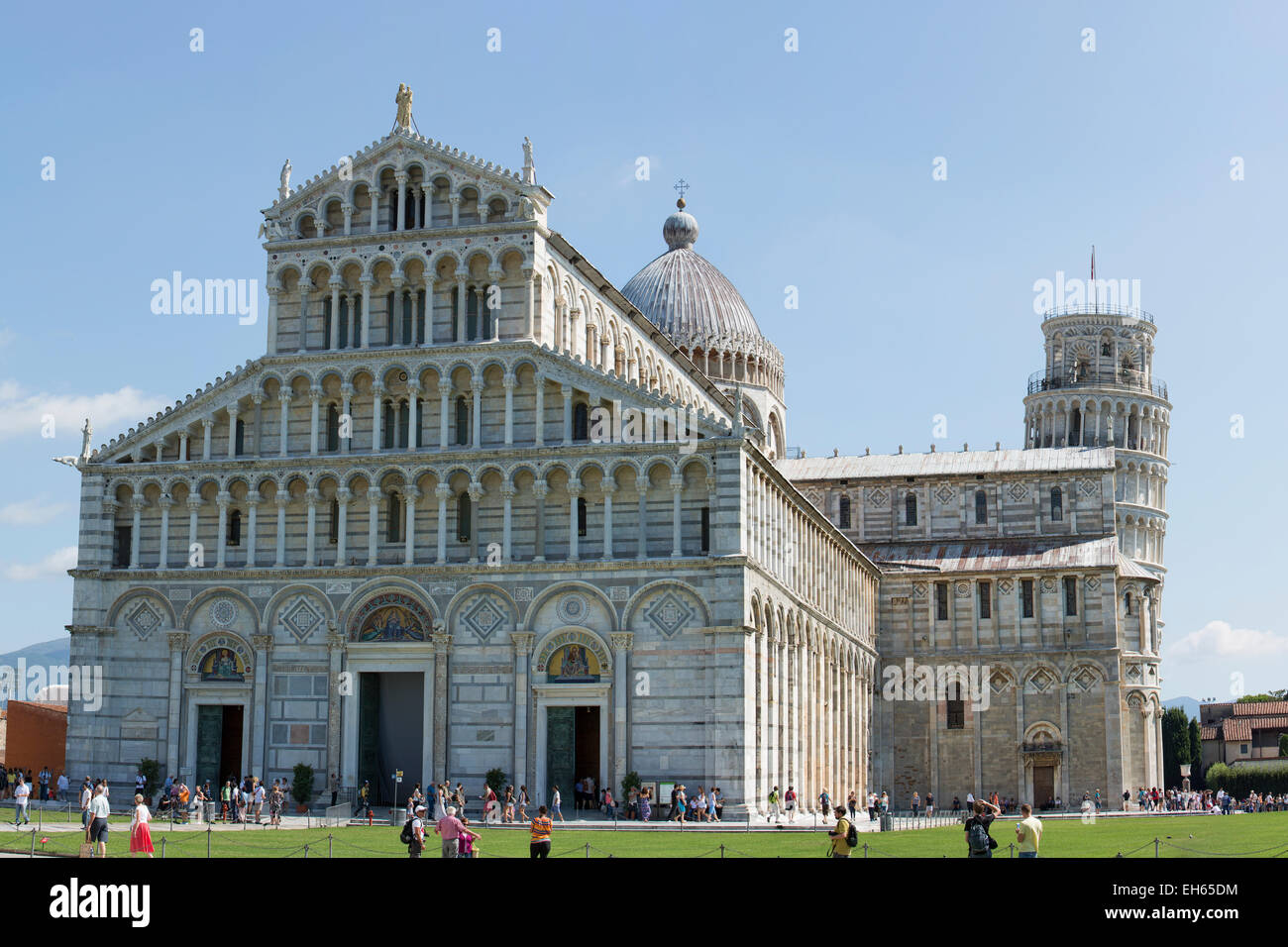 Pisa, Italy, Basilica leaning tower panorama Stock Photo