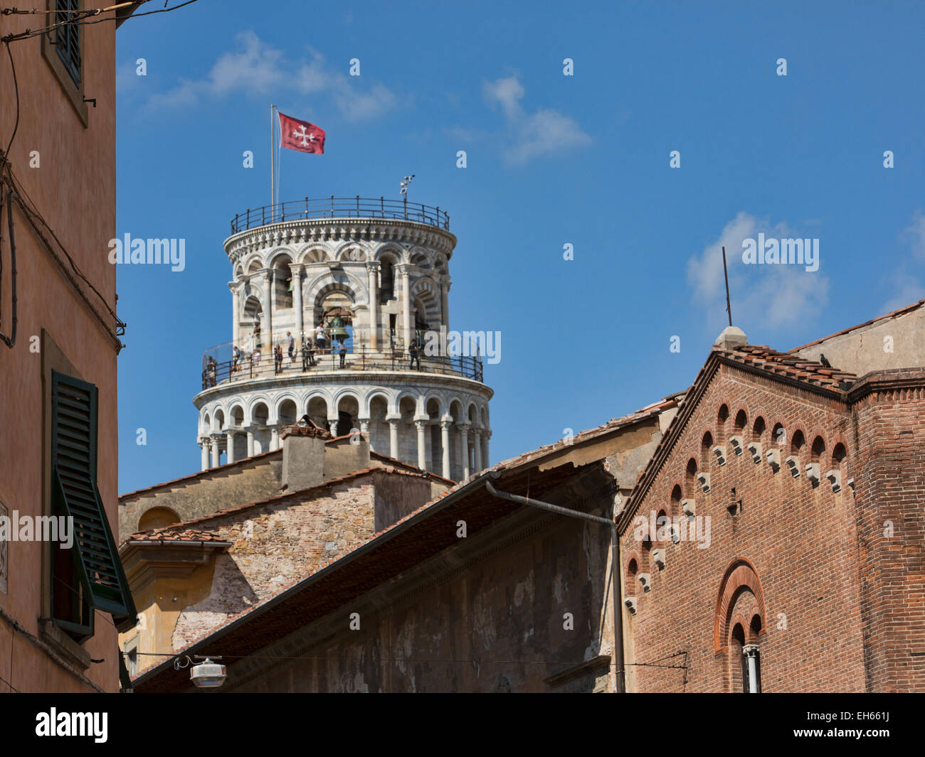 Pisa Italy neighborhood apartments leaning tower Stock Photo