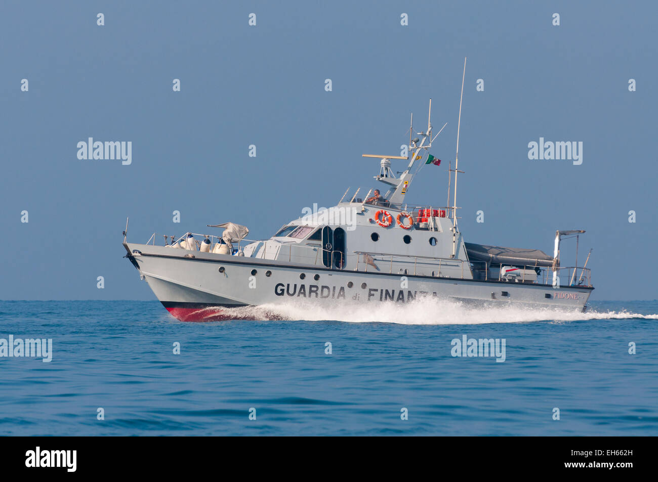 a coastguard ship ptrolling the sea in italy Stock Photo
