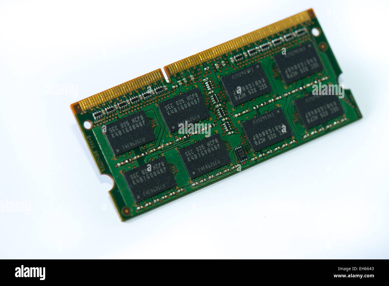 Closeup of a memory Ram chip module Stock Photo