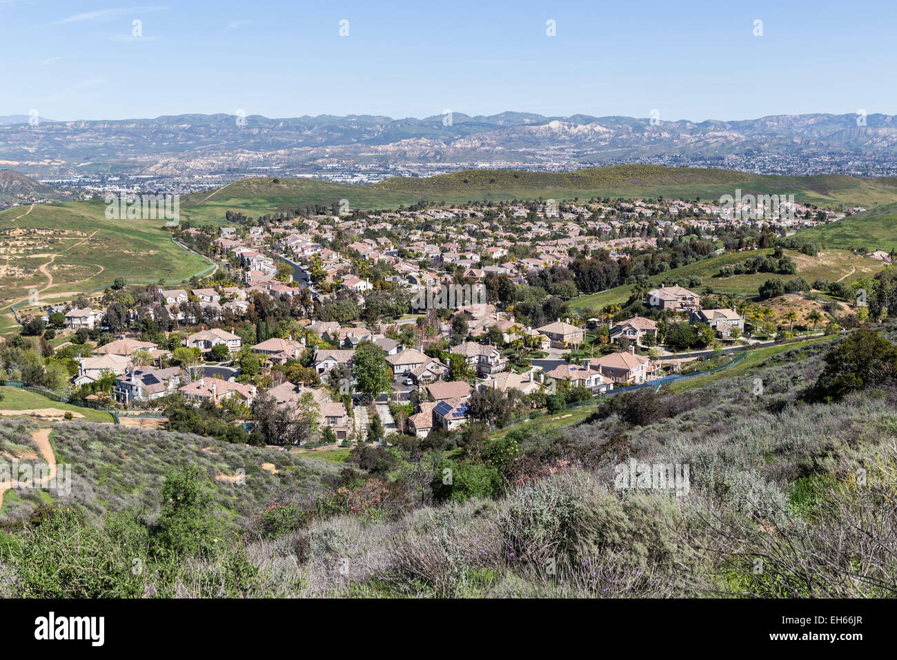 Suburban valley housing tracts near Los Angeles in Ventura County