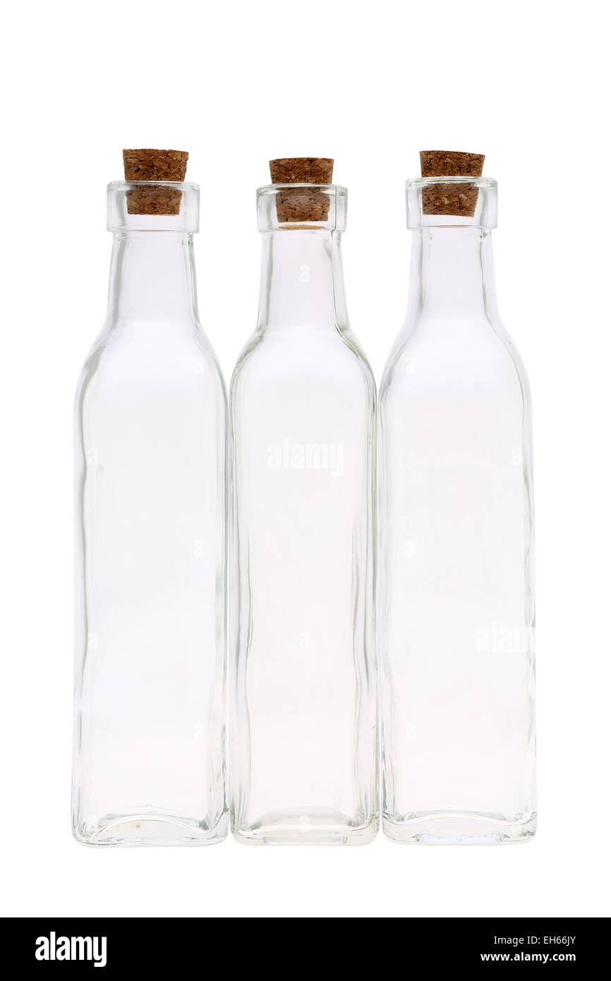 glass bottle with cork stopper isolated on white background Stock Photo