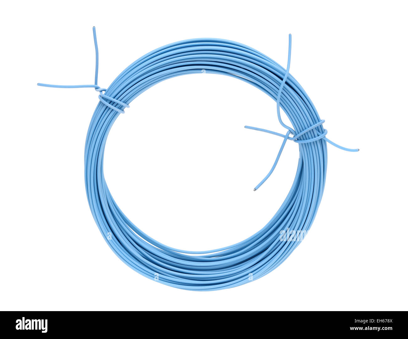Steel wire covered with blue plastic Stock Photo Alamy