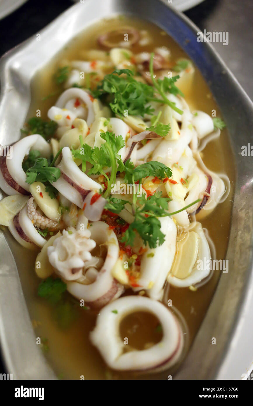 Squid Soup in the Seafood Restaurant Stock Photo Alamy