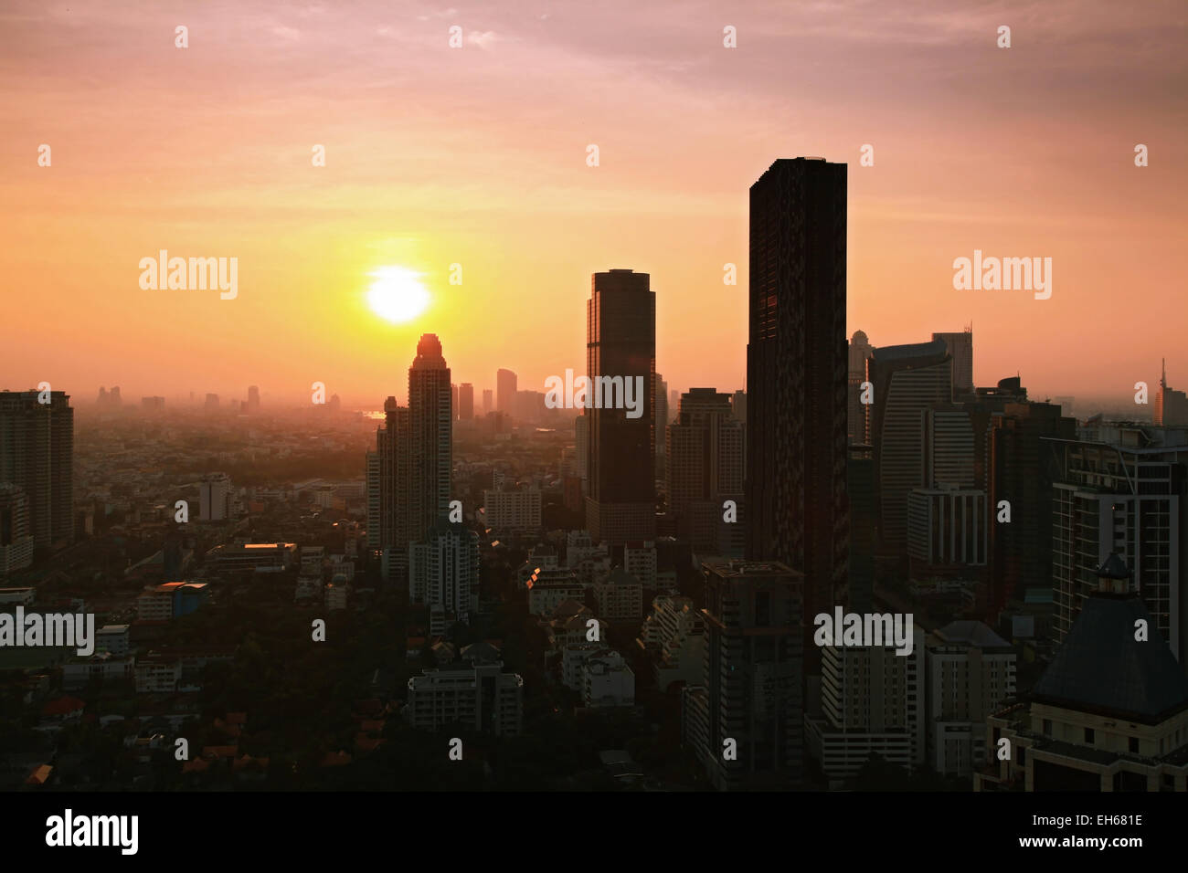 Aerial view of Bangkok Skyline cityscape with sunset Thailand Stock ...