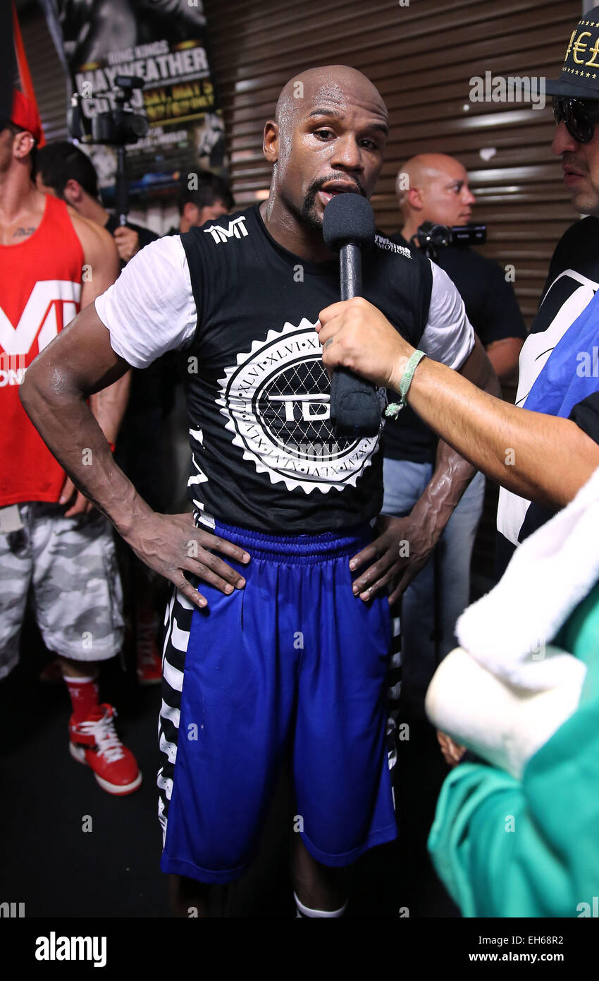 Floyd Mayweather Jr Media Workout at Mayweather Boxing Club Las Vegas