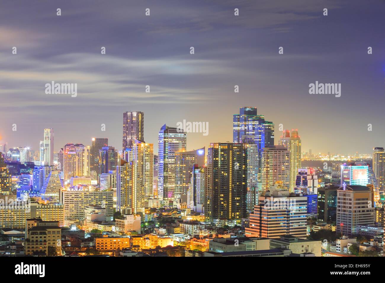 Aerial view of Bangkok downtown Skyline at night Stock Photo - Alamy