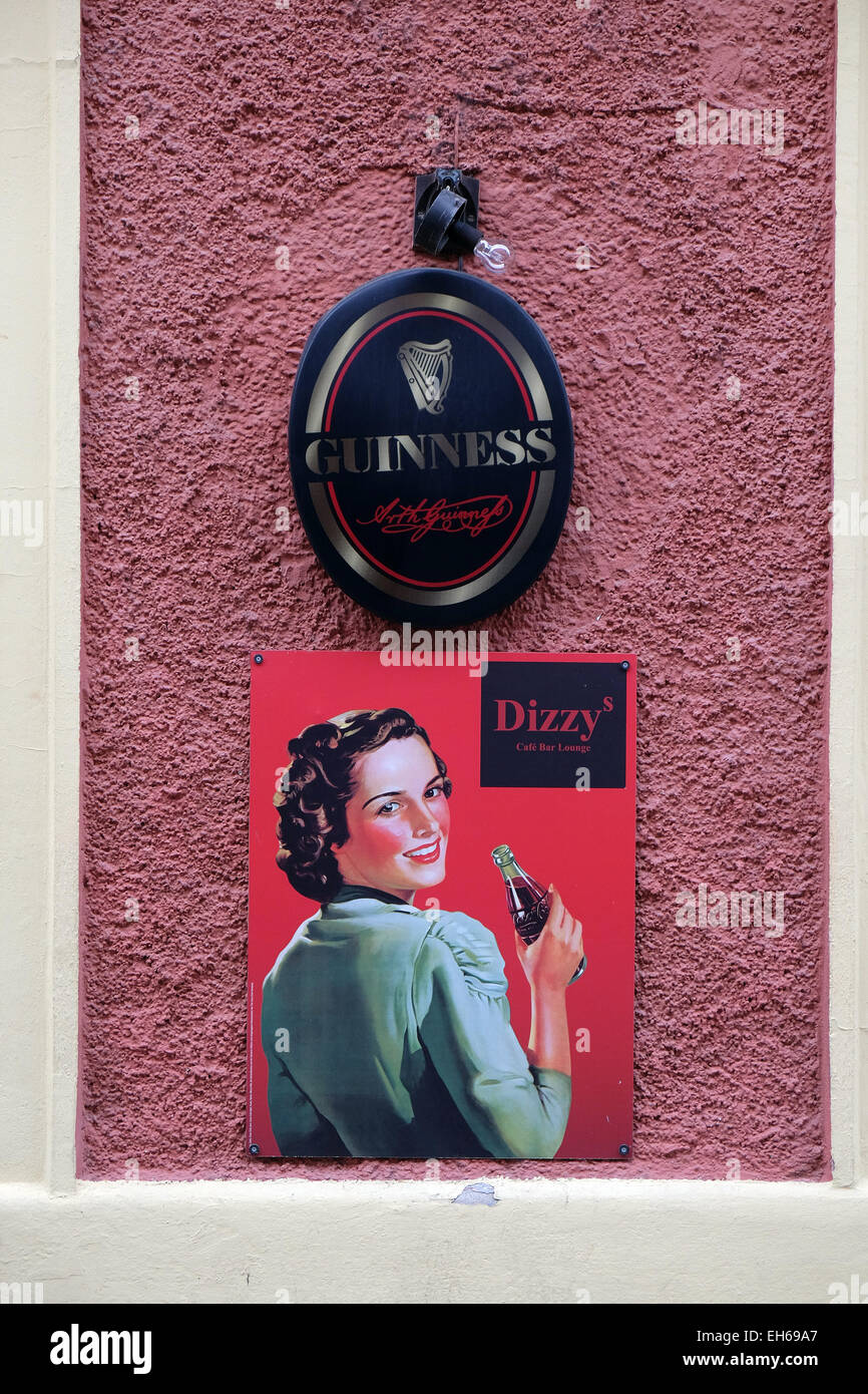 Dizzy bar and advertisement for Coca Cola in Graz, Styria, Austria on January 10, 2015. Stock Photo