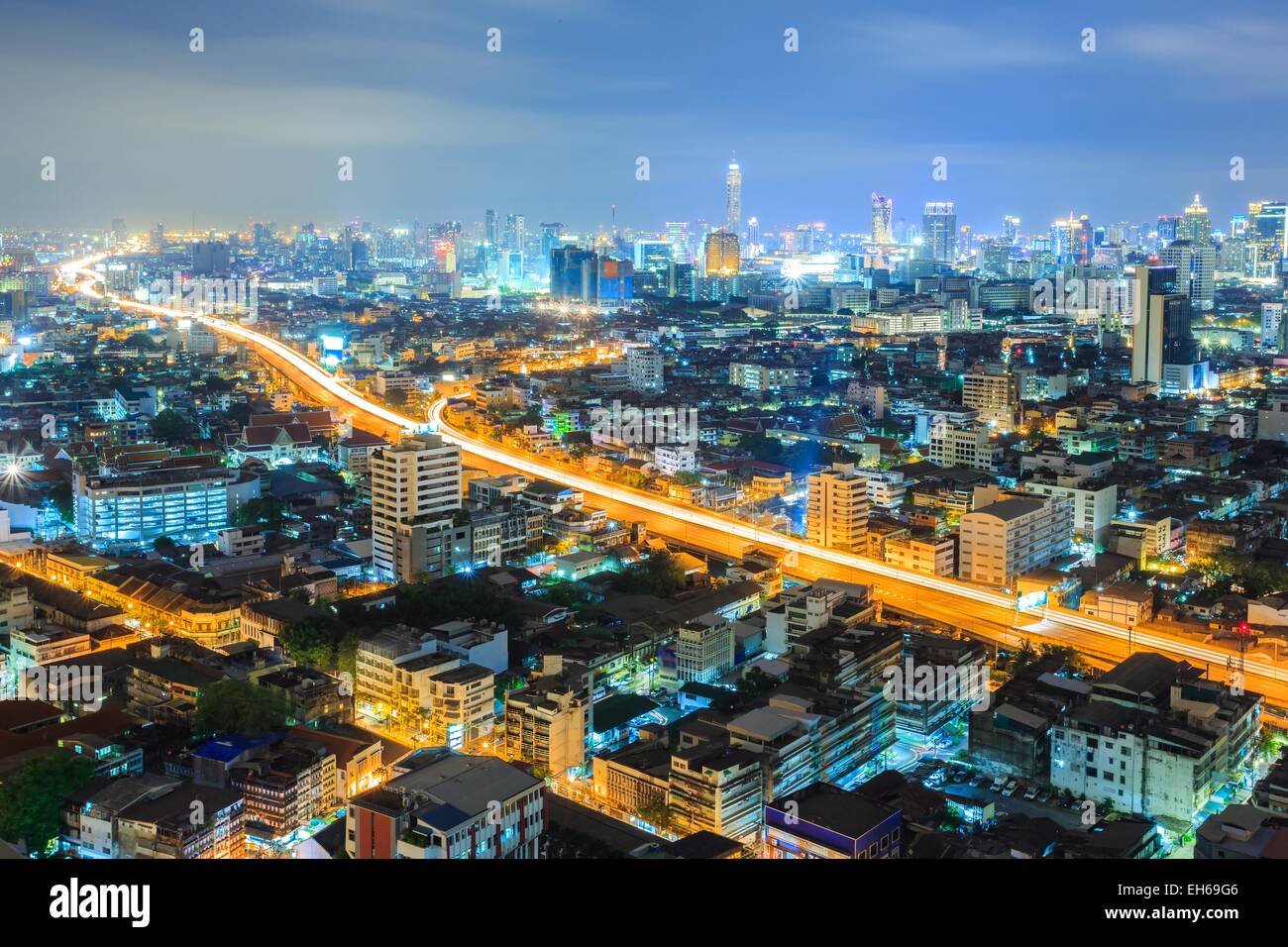 Aerial view of Bangkok downtown Skyline at night Stock Photo - Alamy