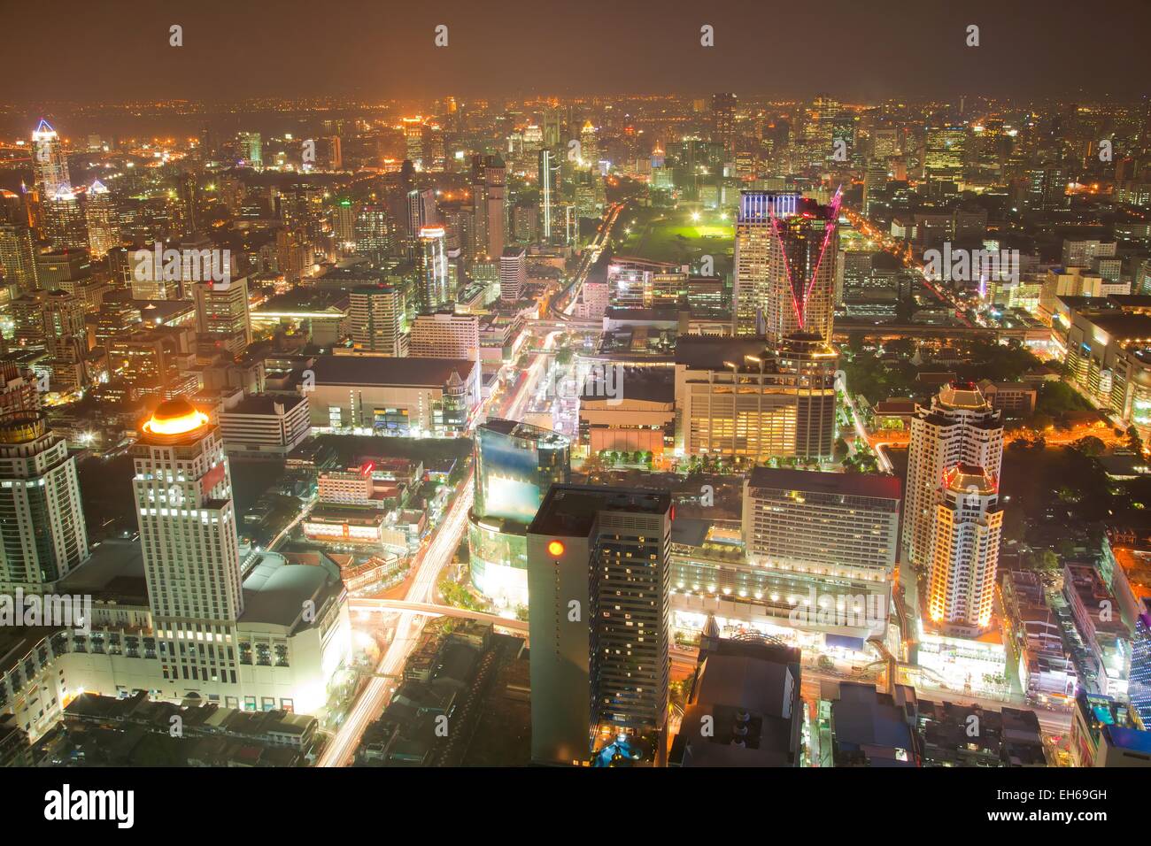 Aerial Bangkok Skyline Downtown Cityscape Thailand at Night Stock Photo ...