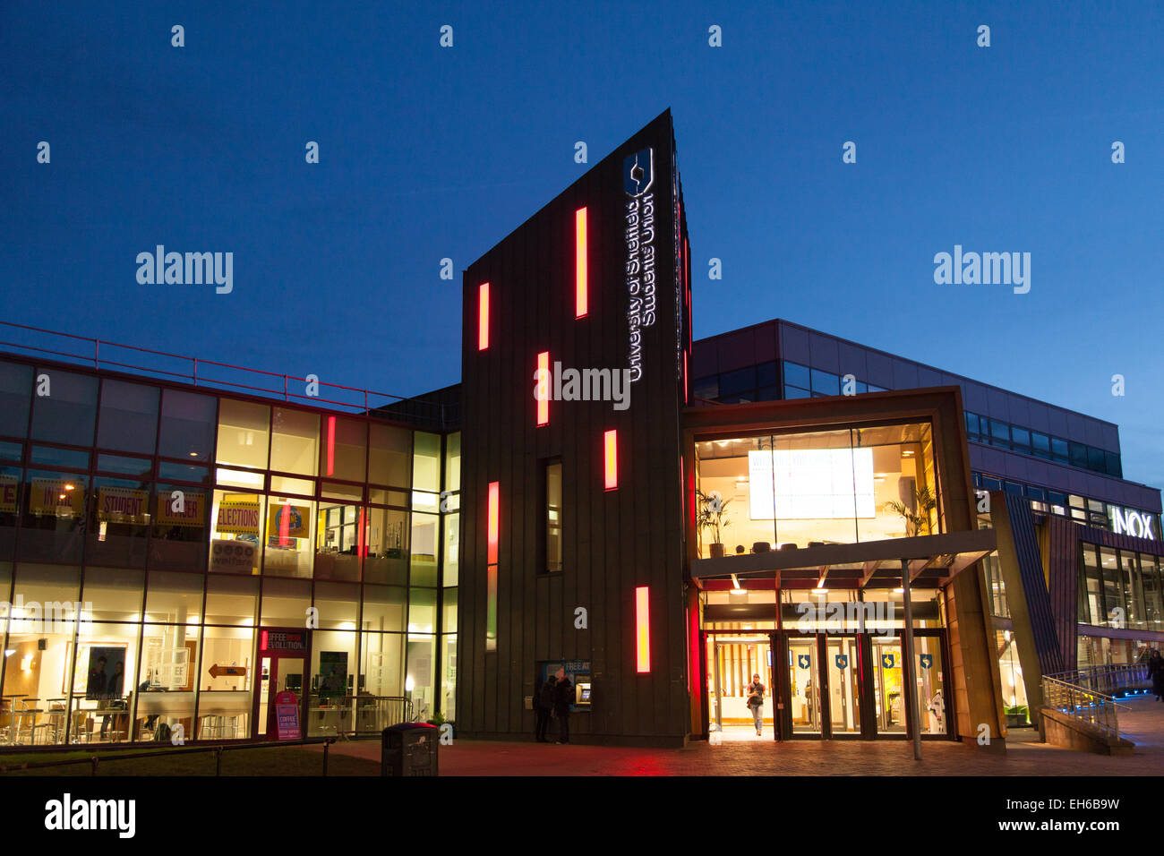 The Students Union building at The University of Sheffield photographed early evening Stock Photo